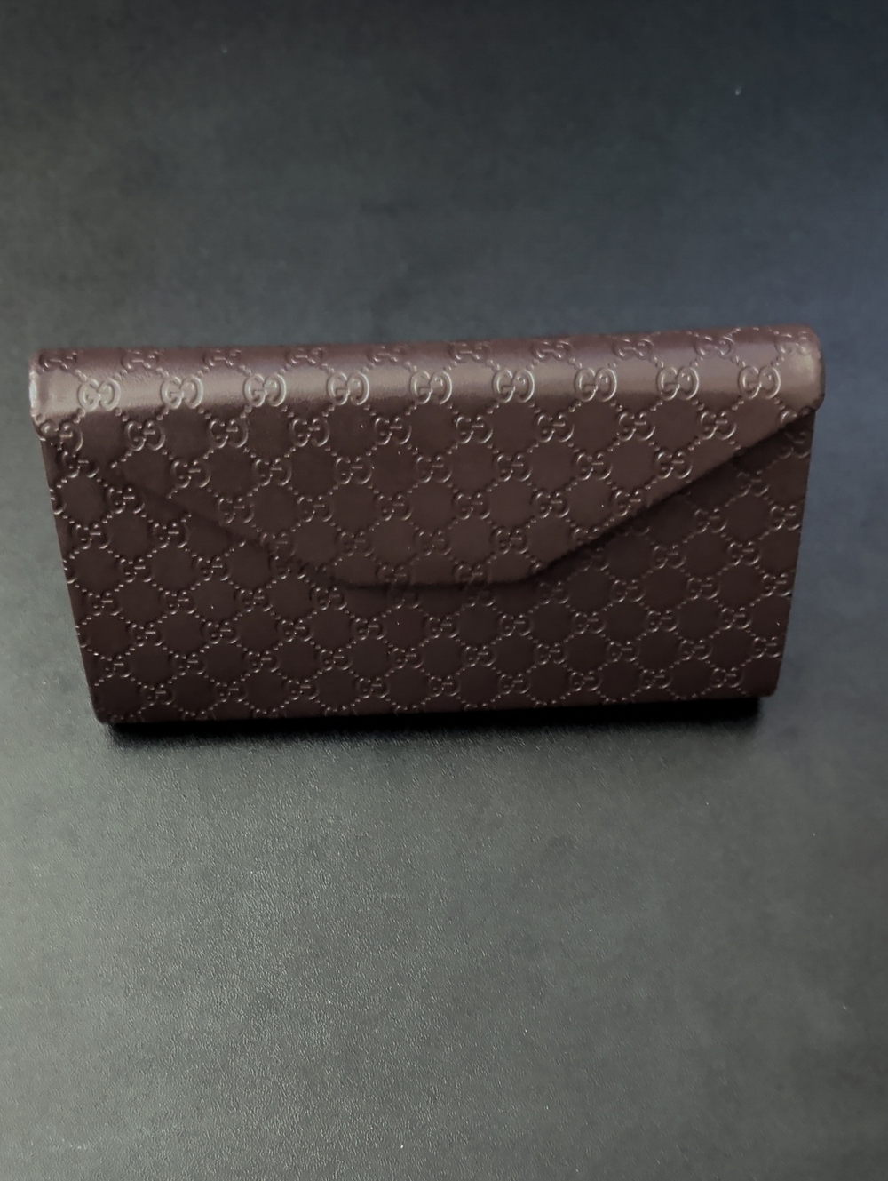 Foldable Gucci Chocolate Brown Embossed GG Continental Wallet